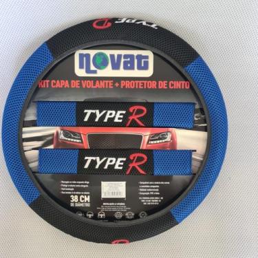 Imagem de Kit protetor de cinto + capa de volante type'r azul - NOVAT