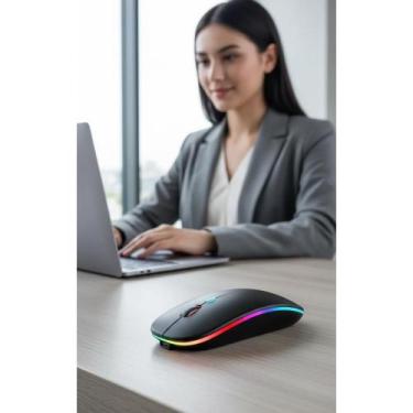 Imagem de Mouse Ergonômico Sem Fio Bluetooth Recarregável LED - Congratulations 