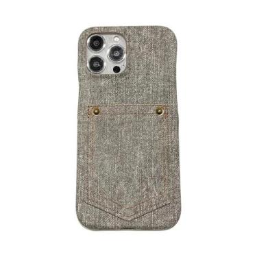 Imagem de Capa luxuosa de couro jeans para cartão para iPhone 15 14 13 12 11 Pro