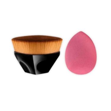 Imagem de Kit Pincel Mágico Hexagonal Base Kabuki Alta Densidade Brush Blogueira + Esponja Maquia...