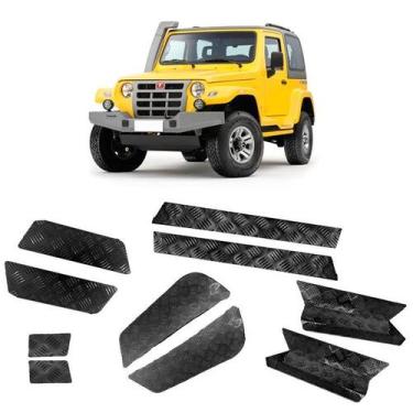 Imagem de Super Kit Proteção Soleiras Carroceria Troller Preto Até 2014 - Maxx D