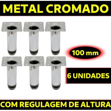 Imagem de Pés para Móveis, De Metal cromado , ajustáveis kit com 6 Peças (Você E
