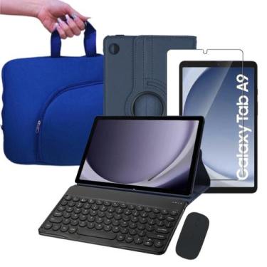 Imagem de Kit Capa Giratória 360 + Película de Vidro + Teclado com Mouse + Bolsa