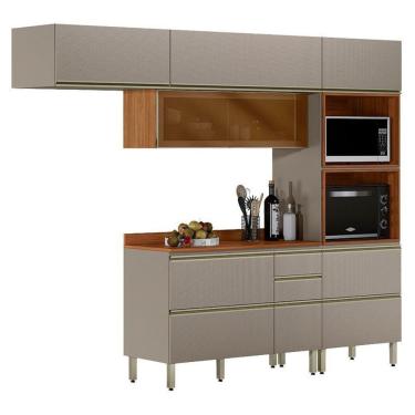 Imagem de Cozinha Modulada Proença 4 Peças Torre Quente Nogueira Nude Prime Tx - Demartez