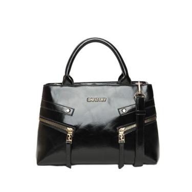Imagem de Bolsa Feminina Rafitthy Tiracolo Pequena Verniz Preto, Preto, Único