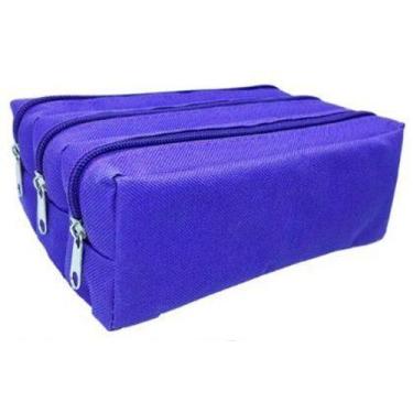 Imagem de Estojo Triplex Triplo 3 Divisorias Azul Claro Goodie