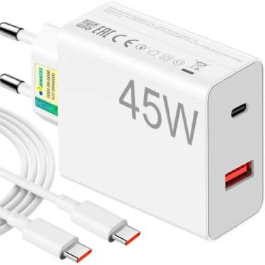 Imagem de Carregador de Celular Turbo 45W PD USB com cabo Type-C 1 Metro LEHMOX 