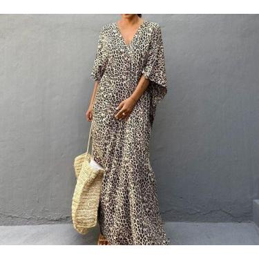 Imagem de E0444 Vestido Camisa Camisão Chemise Saída Praia Oncinha Plus Size - X
