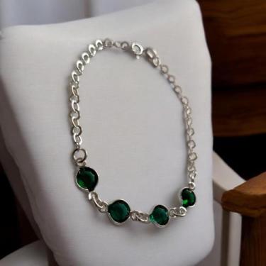Imagem de Pulseira De Prata 925 Feminina Com Detalhes Verdes - Olgam
