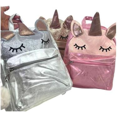 Imagem de Mochila Infantil Menina Unicornio + Pompom De Brinde Glitter - Alwy St