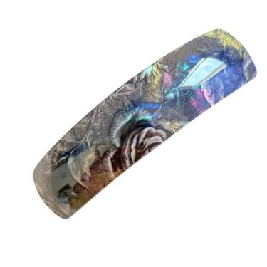 Imagem de Presilha de Fivela Boreal com Estampa de Flores para Cabelo - Pistache