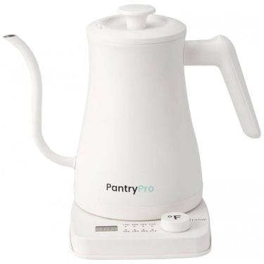 Imagem de Chaleira elétrica pescoço de ganso PantryPro branca fosca 1L 1500W com controle de temperatura Rapid-Boil, 110V