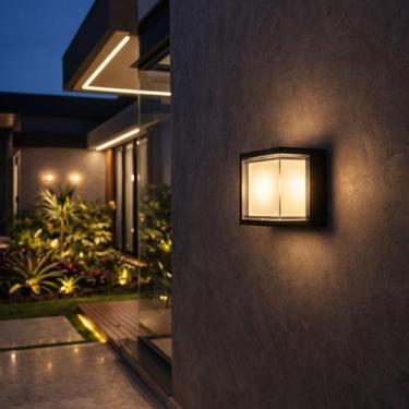 Imagem de Arandela LED Geoma Quadrada Luminária Externa 6w Ip65 IRC80 3000k Bran