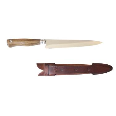 Imagem de Faca de Churrasco Campeira SO CV 51 para Corte com Aço Inox Acabamento Espelhado Artesanal com Bainha de Couro Marrom