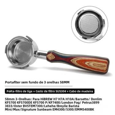 Imagem de Portafiltro Sem Fundo De 58mm Para Máquinas De Café Hibrew H7 H7a H10a