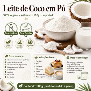 Imagem de Leite de Coco em Pó Sem Lactose 100% Vegano a Granel - Naturalli, 500 