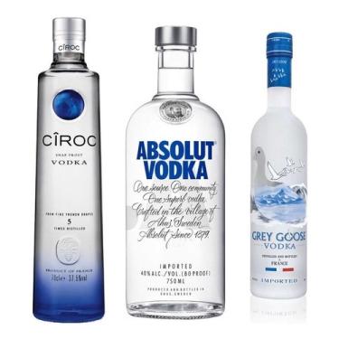 Imagem de Kit Vodka( Ciroc 750 Ml + Grey Goose 750 Ml + Absolut 750ml)
