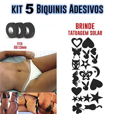 Imagem de Kit 5 Adesivos Biquini Tamanho (P) Bronzeamento Artificial + Fita E Tatoo