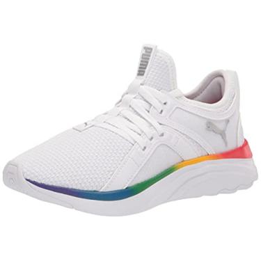 Imagem de PUMA Tênis infantil unissex Sophia Ombre, Puma branco e prata, vermelho de alto risco, 4 Big Kid