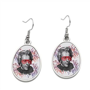 Imagem de Brinco de 4 de julho Presidentes Jackson - Brincos com pingente para meninas - Presente de festa de aniversário dos namorados