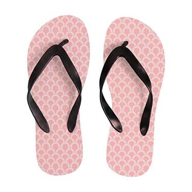 Imagem de Chinelo feminino de verão com semicírculo ondulado rosa, sandália fina de praia leve para mulheres e homens, chinelos de viagem, Multicor, 6-7 Narrow Women/5-6 Narrow Men