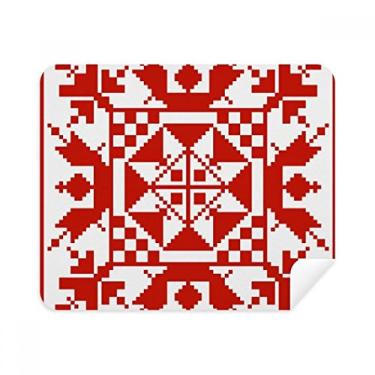 Imagem de Pano de limpeza de textura vermelho estilo mosaico Rússia limpador de tela 2 peças tecido de camurça
