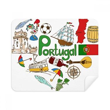 Imagem de Pano de limpeza de tela com bandeira nacional de Portugal Love Heart Landscap 2 peças de tecido de camurça