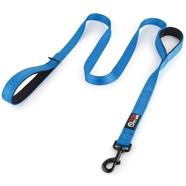 Imagem de Primal Pet Gear Coleira para cães de 1,8 m de comprimento, duas alças acolchoadas de trânsito, resistente, cabo duplo refletivo para controle de segurança, trelas para cães grandes ou médios, guias