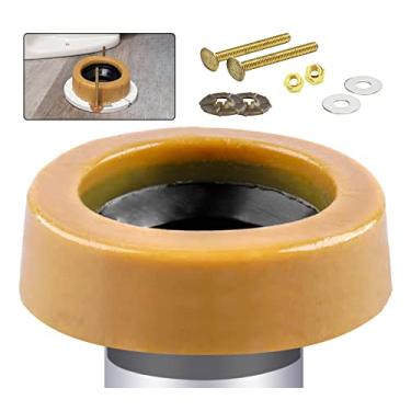 Imagem de Kit de anel de cera de vaso sanitário extragrosso com flange e parafusos para saída de chão, nova instalação ou reassento, serve para linhas de lixo de 7,62 cm ou 10,16 cm