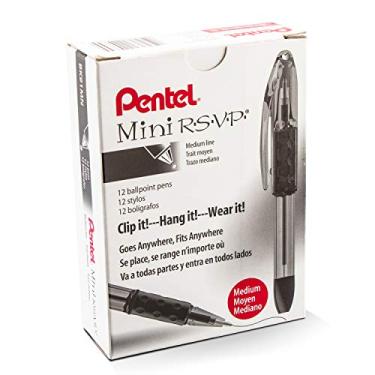 Imagem de Pentel Mini caneta esferográfica RSVP (1,0 mm), linha média, tinta vermelha, pacote com 12 (BK91MNB-B)