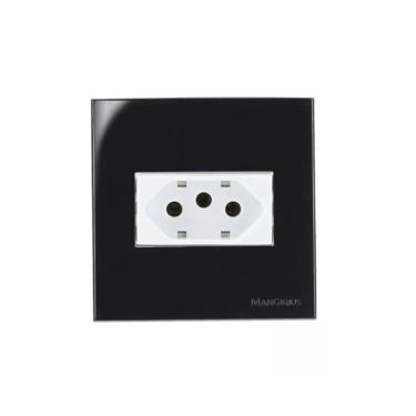 Imagem de Tomada Embutir 3 Pinos 10a 70x70mm Preto Movel Drywall Gesso Granito Pedra Marmore Margirius