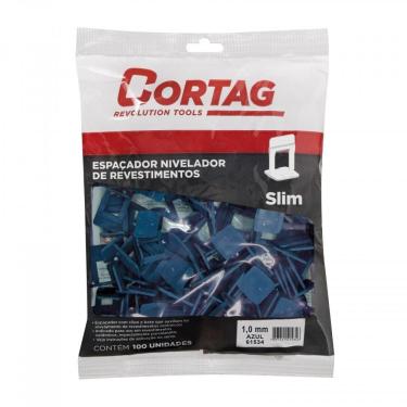 Imagem de Espaçador Nivelador Slim 1,0mm Azul Cortag C/ 100 Peças