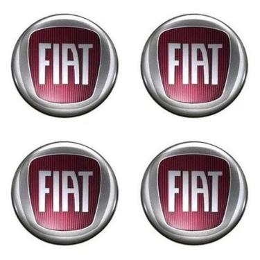 Imagem de 4 Emblema Adesivo Calota Fiat Argo Resinado Vermelho 48Mm