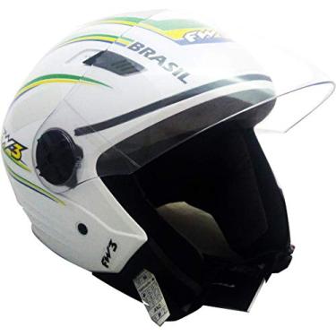 Imagem de Capacete FW3 X OPEN BRANCO BRASIL 60 COM VISEIRA CRISTAL