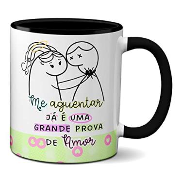 Imagem de Caneca Flork Namorados Me Aguentar Já É Uma Prova De Amor (Preta)