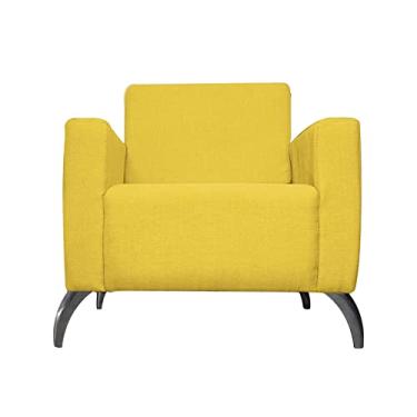 Imagem de Poltrona Decorativa Leticia Slim Pés Alumínio Suede Amarelo - DS Estofados
