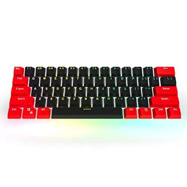 Imagem de HYSSP Tampa PBT Tampa transparente 61 tecla, adequada para interruptor MX, contorno OEM com teclado mecânico de 60% (preto vermelho)