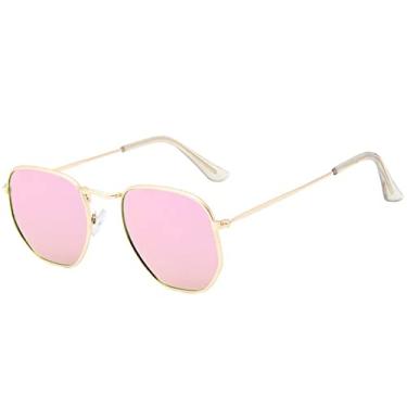 Imagem de Óculos de Sol Quadrado Feminino Vintage Armação Pequena Metal Óculos de Sol Feminino Designer de Moda Clássico Polígono Retro Gafas De Sol, Rosa Dourado, Outros
