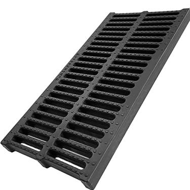 Imagem de Capa de drenagem para ambientes externos, grade de drenagem de resina composta, grelha de esgoto de substituição, capa de drenagem retangular preta para canal de trincheira, grade de esgoto de garagem linear para bloquear detritos (50 x 25 x 4 cm)
