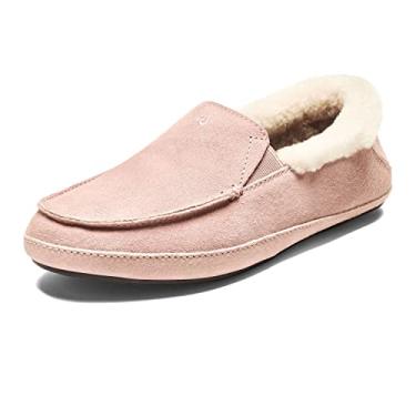 Imagem de OLUKAI Ku'una Pantufa, sapatos femininos sem cadarço, couro nobuck genuíno e couro nobuck premium, design de salto solto, confortável e confortável, Rosa macio/rosa suave, 41