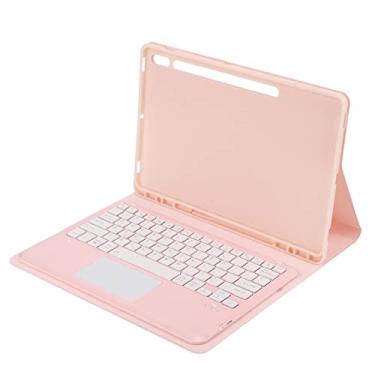 Imagem de Capa de teclado de tablet de 12,4 polegadas para SM T976/SM T978 2020, com teclado de tablet Bluetooth sem fio destacável, capa de PU rosa com slot S Pen para Tab S8 S7 FE 2021 S7 Plus(Com Touchpad)