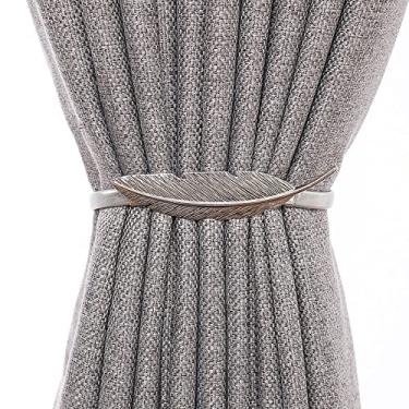 Imagem de Correia de cortina de mola de metal de vento nórdico alça de cortina de decoração de janela de folha suportes de cortina de amarração, T12,4 pcs