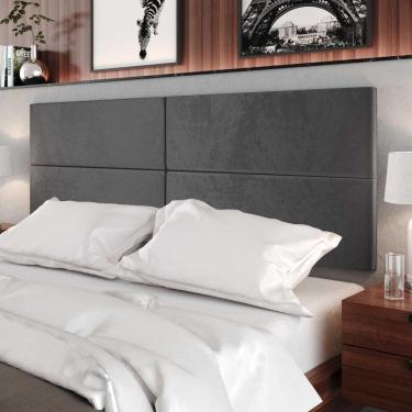 Imagem de Cabeceira Estofada Suede Para Cama Box Casal Queen 1,60 Capri - Cinza - Lojas RPM 
