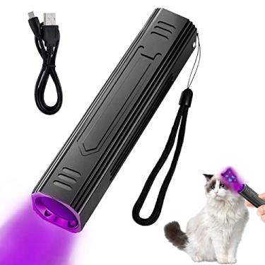 Imagem de Lâmpada UV de madeira, portátil de 365 nm Pet Cat Dog UV luz preta lanterna detector de minhocas para gatos, detector de urina de médico para analisar a pele cães e gatos inspeção de percevejos de cama
