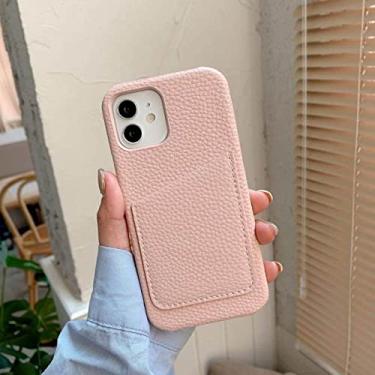Imagem de Pacote de titular de cartão de padrão de couro de luxo capa de telefone para iphone 13 pro max 12 pro 11 7 8 plus xr x xs capa de carteira fashion, rosa claro, para iphone 12pro max