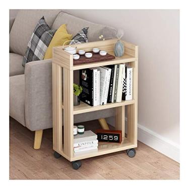 Imagem de Estante de madeira Mordern Estante de estantes de móveis Prateleira de armazenamento para quarto, sala de estar, unidades de prateleira multifuncionais para coleção, organizador de armazenamento, estante de 3 níveis (cor