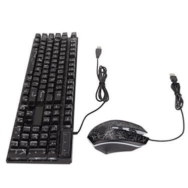 Imagem de Teclado de teclado líquido, design de drenagem de sensação mecânica combinação de mouse de teclado USB Personagem transparente para casa para jogos de escritório