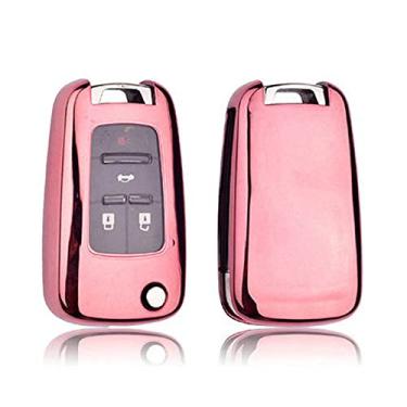 Imagem de YJADHU Capa de chave de TPU macio proteção total, apto para Chevrolet Buick Cruze Aveo Trax Opel Astra Corsa Meriva Zafira Antara J, rosa
