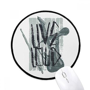 Imagem de Mouse pad cinza Jazz Music Instruments Pattern Desktop Office Tapete redondo para computador