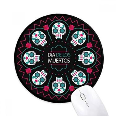 Imagem de DIYthinker l Rose Happy The Day of The Dead Mouse Pad Desktop Office Tapete redondo para computador